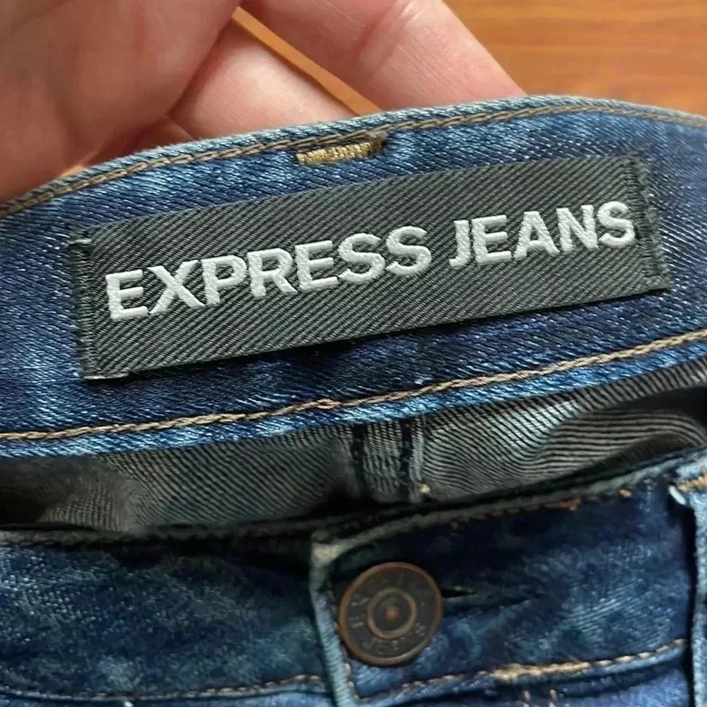 Express tapered boyfriend distressed ankle jeans